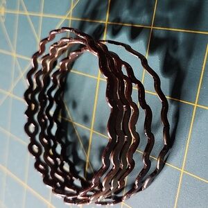Set of 6 Wavy Metal Bronze Bangles